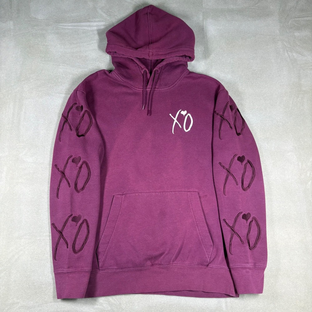 H&M x The Weeknd XO Hoodie Mens Medium Maroon Panther Snake Graphic Streetwear